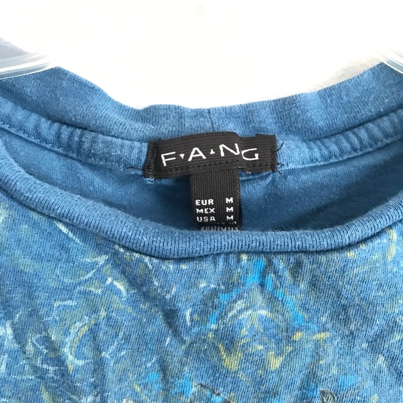 Blue Floral Scrollwork Juniors Short Sleeve Tee M - Picture 5 of 5